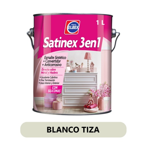 SATINEX 3 EN 1 BLANCO TIZA SATINADO 1LT ELBEX