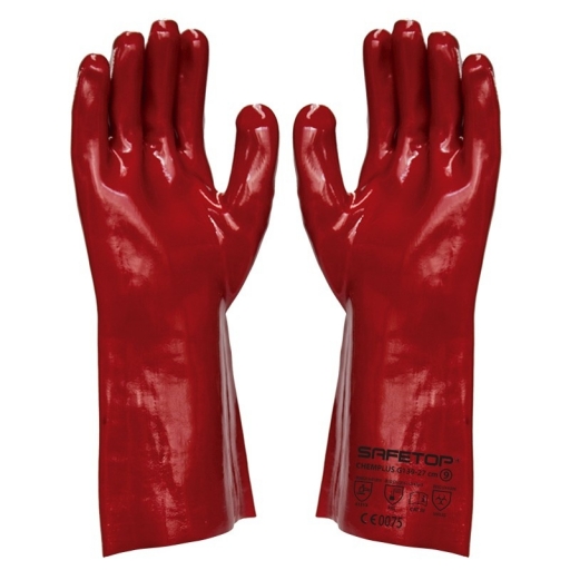 GUANTES QUIMICOS PVC ROJO SAFETOP T10